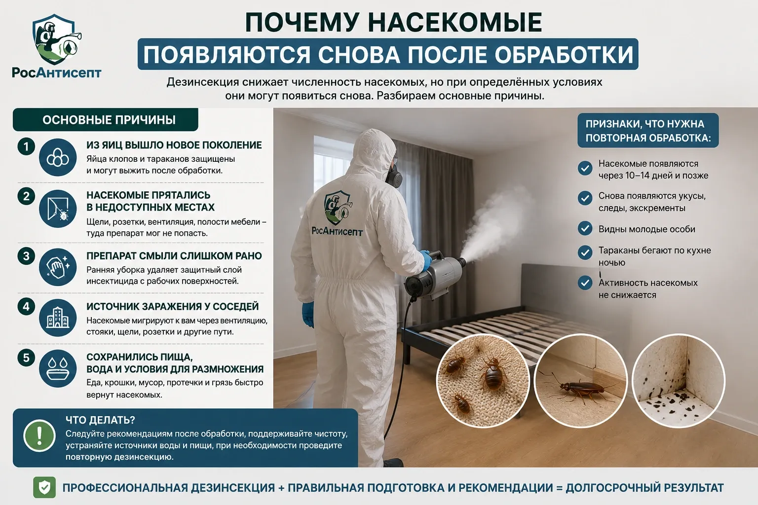 Почему насекомые снова появляются после дезинсекции: причины и что делать