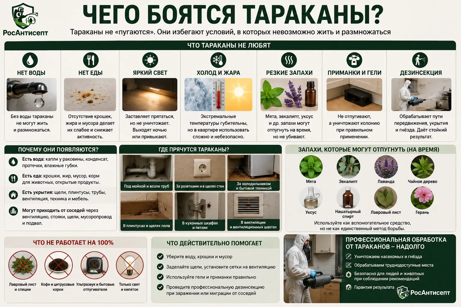 Чего боятся тараканы в квартире: запахи, условия и эффективные способы борьбы