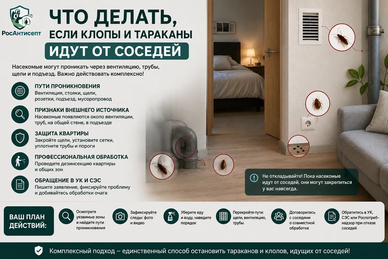 Клопы и тараканы от соседей: что делать и куда обращаться